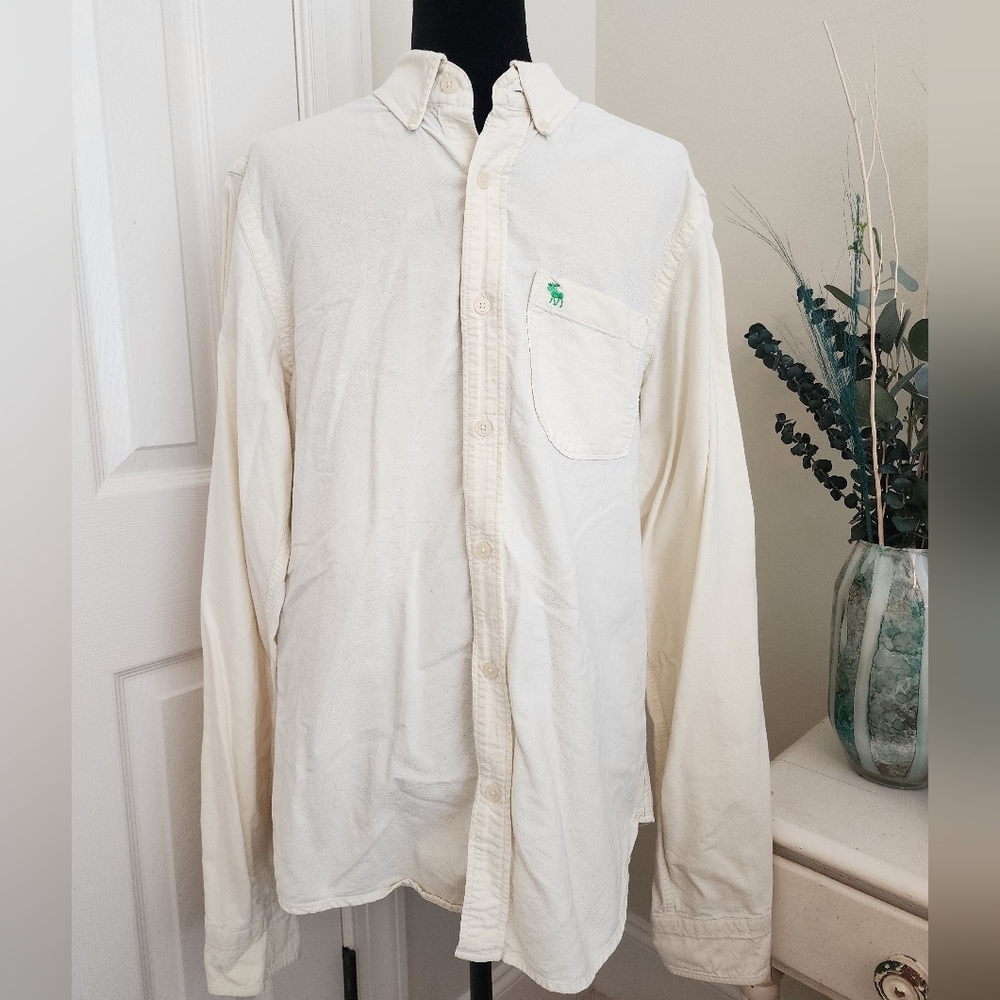 Men's Abercrombie & Fitch Butter Yellow Button Up Shirt - Size Extra Large